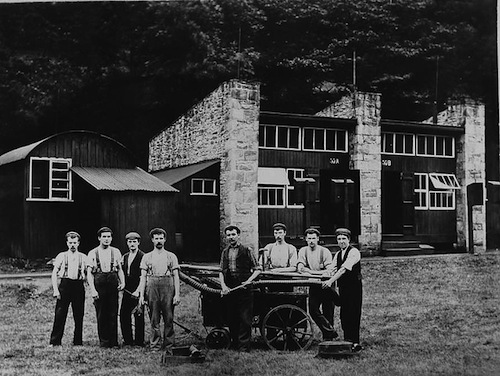 Firemen at the Chilworth gunpowder factory in the Goyt Valley