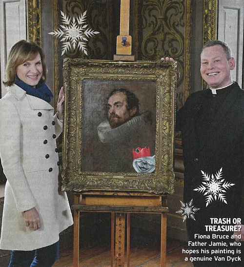 How Radio Times previews the Father Jamie mystery: he is seen with Fiona Bruce and the painting