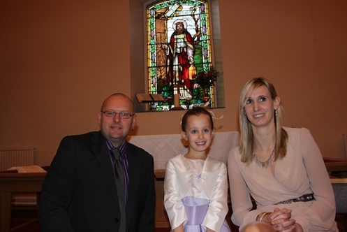 Baptism: Georgia Weston with mum Ruth and Darren