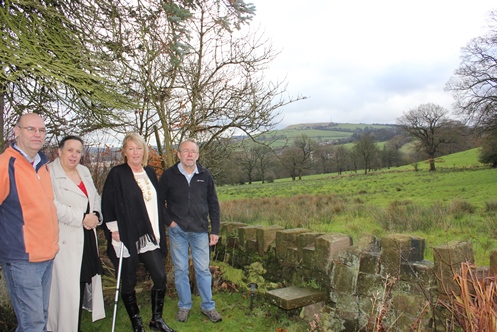 Bottom of the garden: neighbours Kevin and Alison Worthington, with Jane and Wayne Kitchen